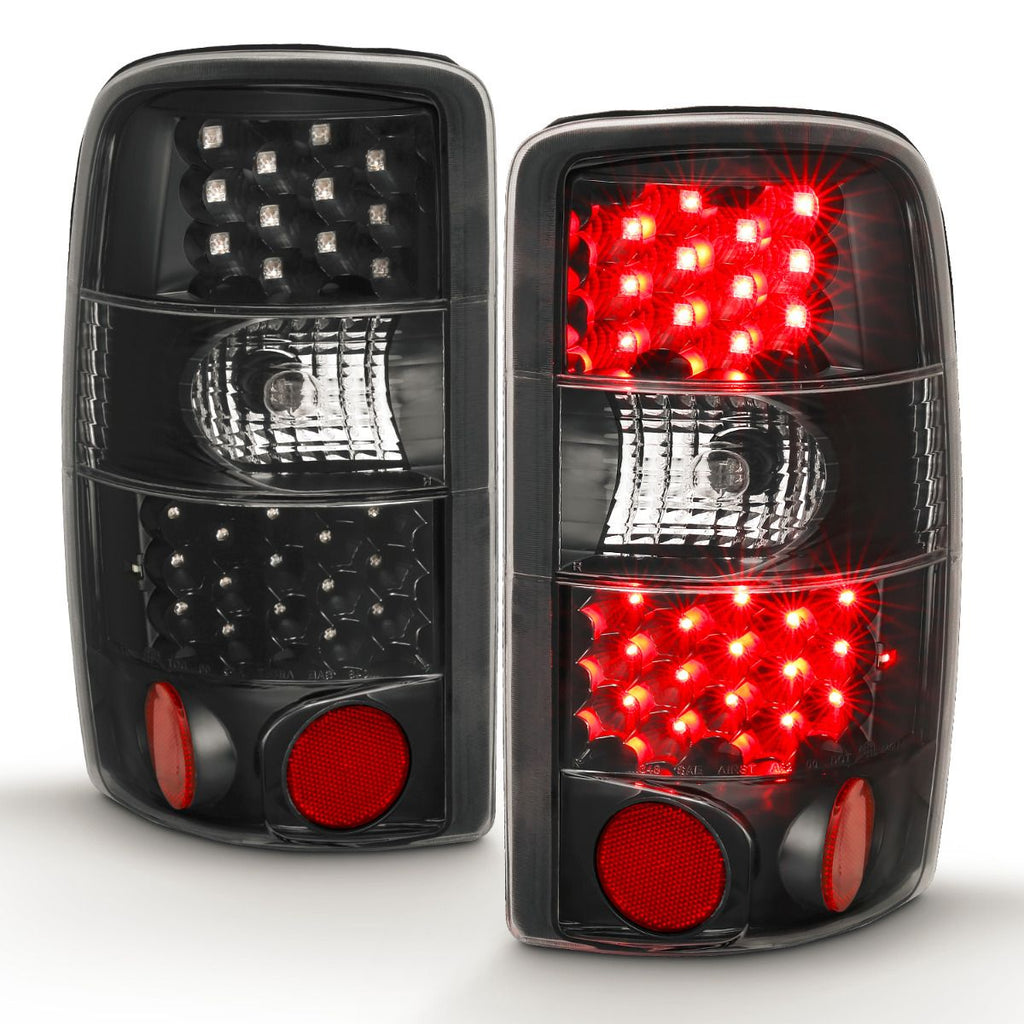 ANZO 311298 LED Tail Lights with Black Housing and Clear Lens for Chevy Suburban, Tahoe, and GMC Yukon 2000-2006.