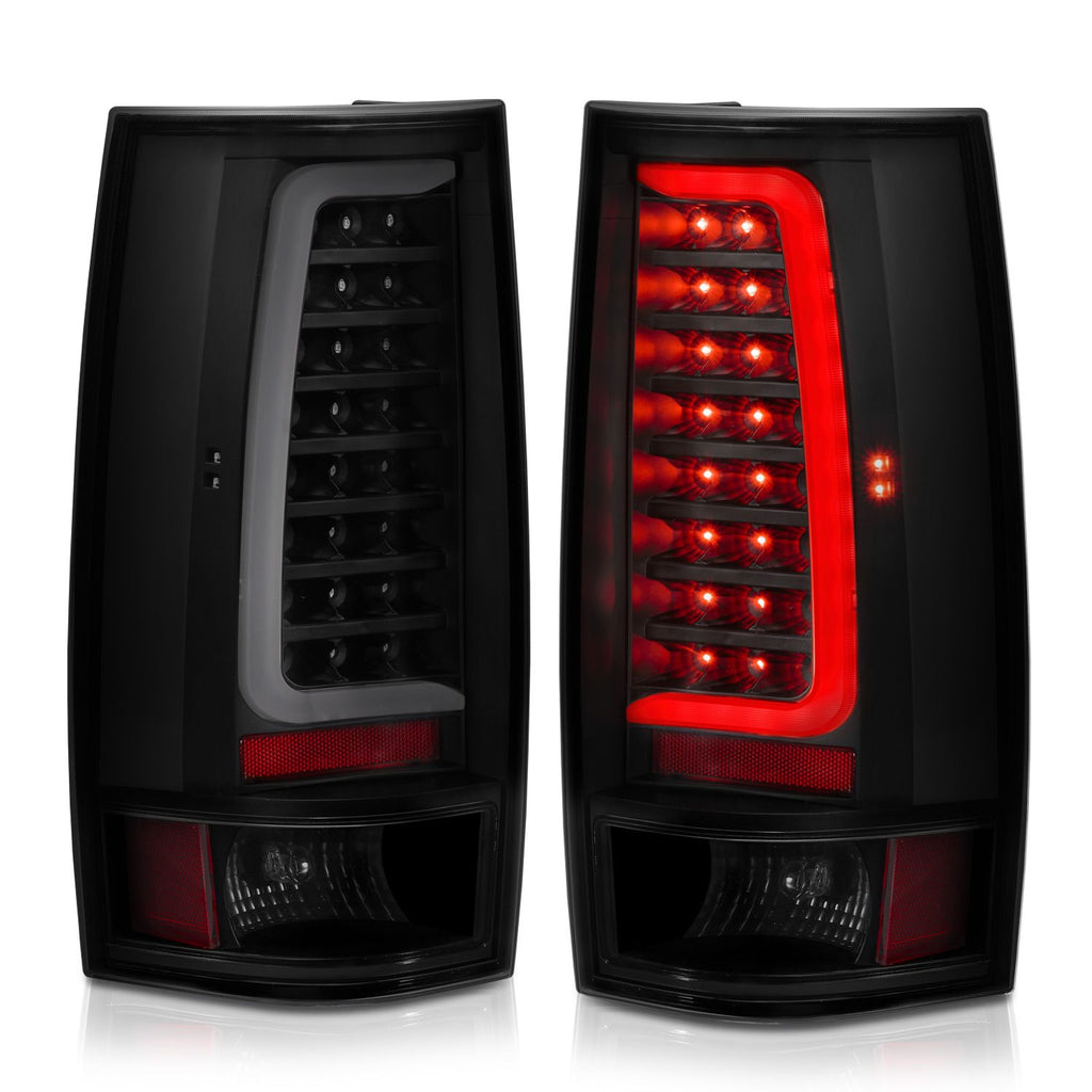 ANZO 311322 LED C-Bar Style Tail Lights with Black Housing and Smoked Lens for Chevy Tahoe, Suburban, and GMC Yukon 2007-2014.