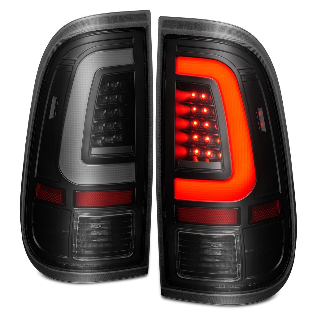 ANZO 311379 LED C-Bar Tail Lights with Black Housing and Smoked Lens for Ford F-250, F-350, F-450, and F-550 Super Duty 2008-2016.