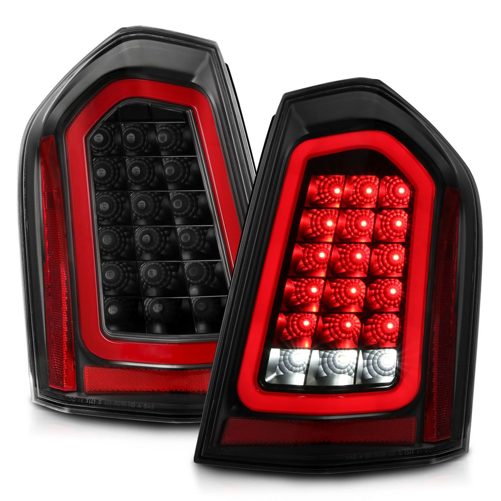 ANZO 321343 Black LED Tail Lights with Clear Lens and Sequential Signal for Chrysler 300 2011-2014 Models