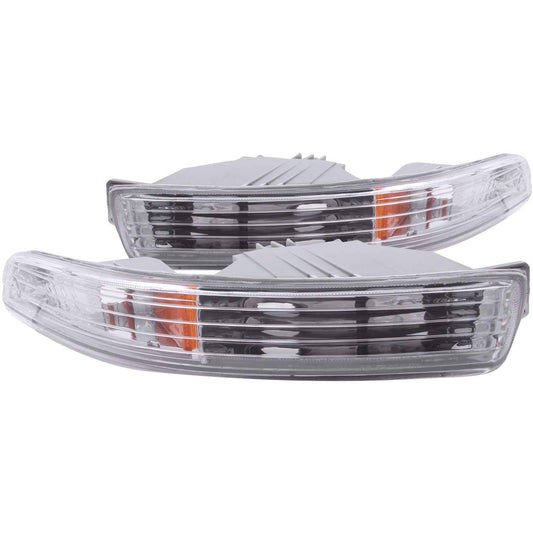 ANZO 511020 Parking/Signal Lights with Chrome Housing, Clear Lens, and Amber Accents for Acura Integra 1994-1997.
