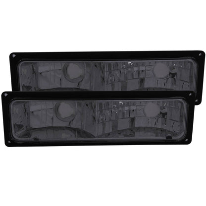 ANZO 511034 Euro Parking and Signal Lights with smoke lens and chrome housing for Chevy/GMC models (1988-2000).