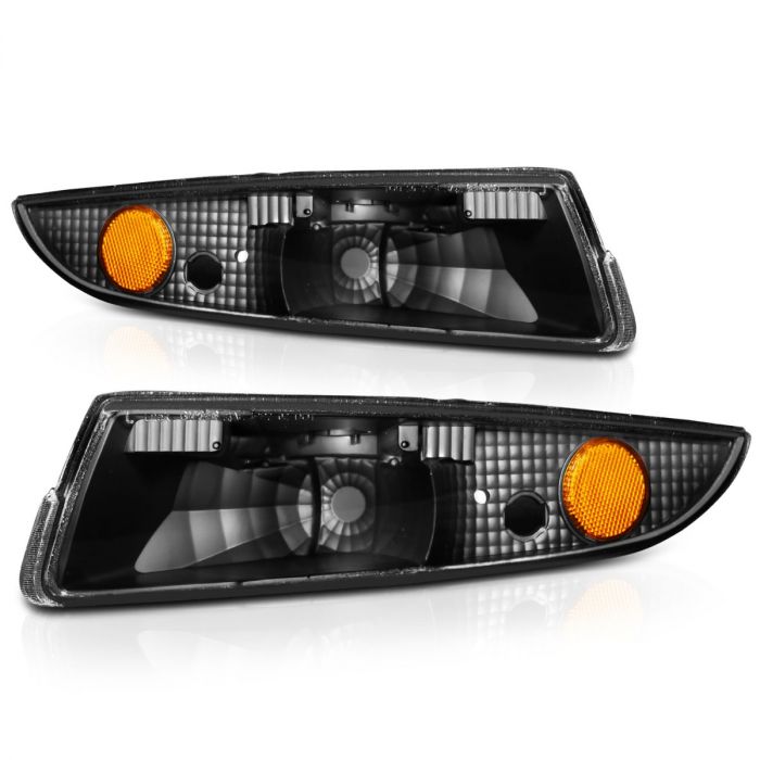 ANZO 51104 Euro Parking and Signal Lights for 1993-2002 Chevy Camaro with clear lens and black housing.