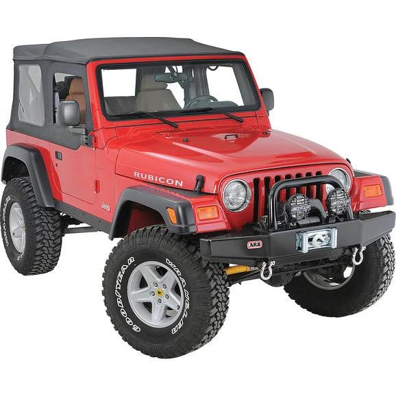 ARB Deluxe black steel winch bumper 3450150 for Jeep Wrangler YJ and TJ installed and proper fitment