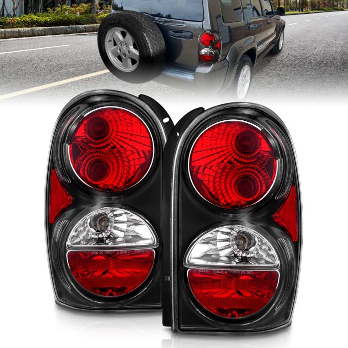 ANZO JEEP LIBERTY 02-07 TAIL LIGHTS BLACK - 211108 ANZO