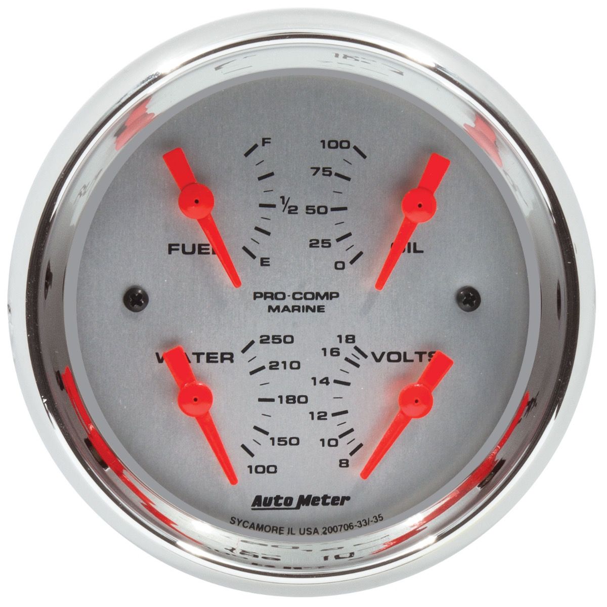Autometer Marine Chrome 3-3/8in Gauge - 100PSI 200706-35