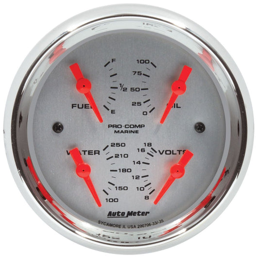 Autometer Marine Chrome 3-3/8in Gauge - 100PSI 200706-35