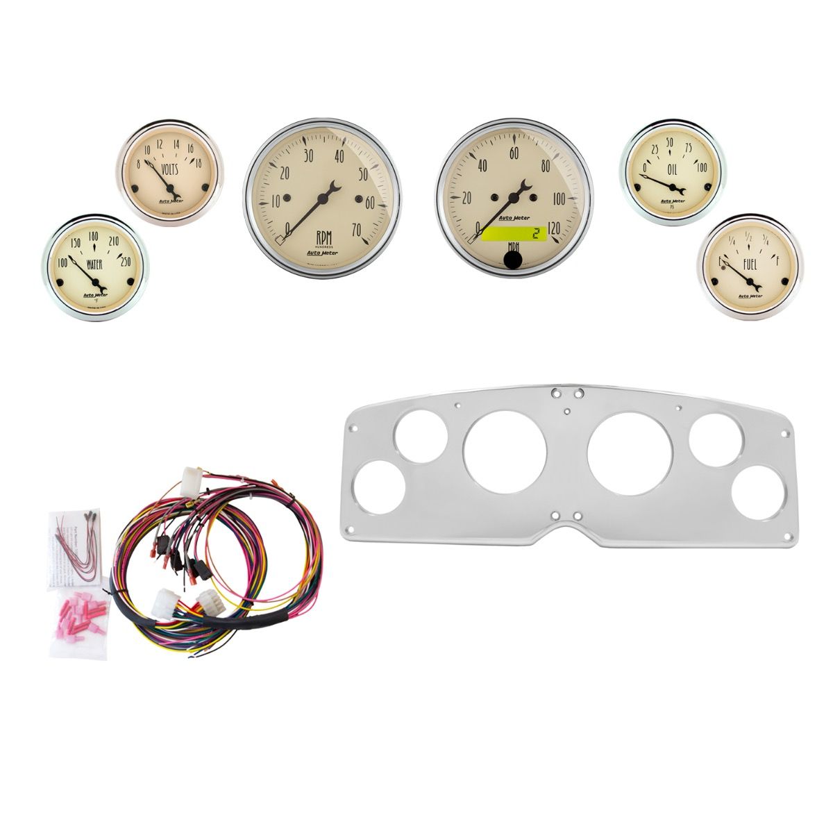 AutoMeter Antique Beige 54-55 GMC Truck Billet Panel/Gauge Kit - 2939-02