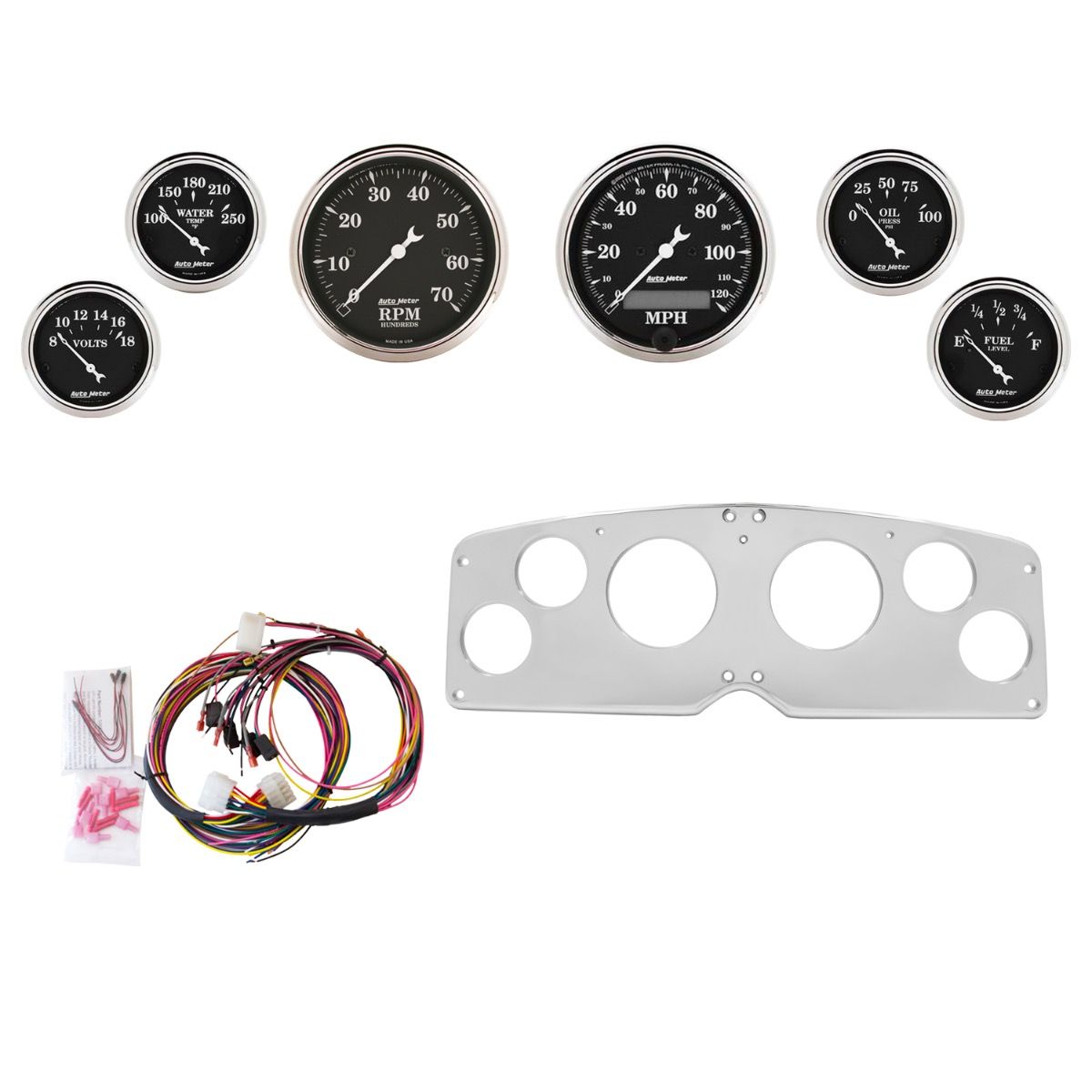 AutoMeter Old Tyme Black 54-55 GMC Truck Billet Panel/Gauge Kit - 2939-07