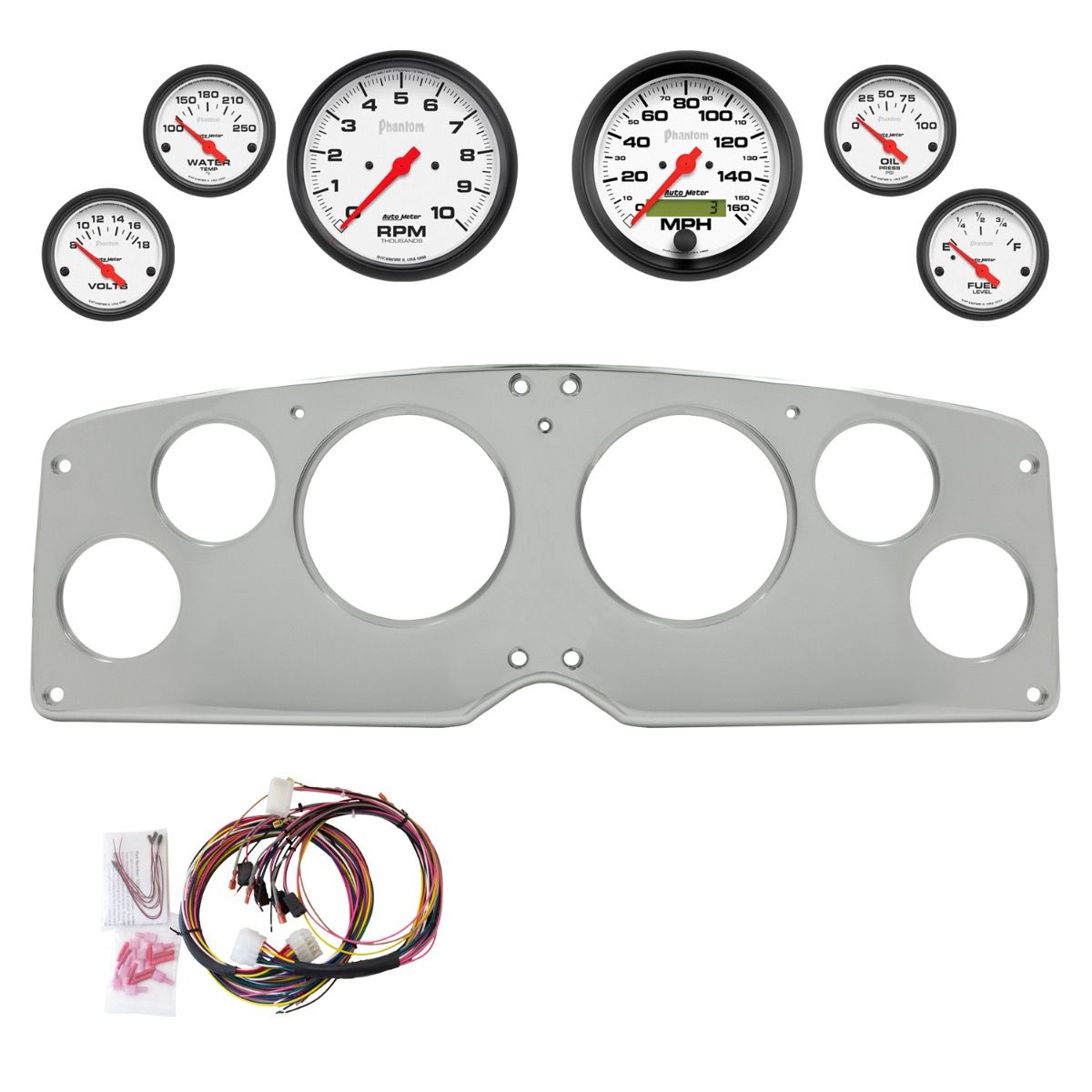 AutoMeter Phantom 54-55 GMC Truck Direct-Fit Billet Panel/Gauge Kit - 2940-09