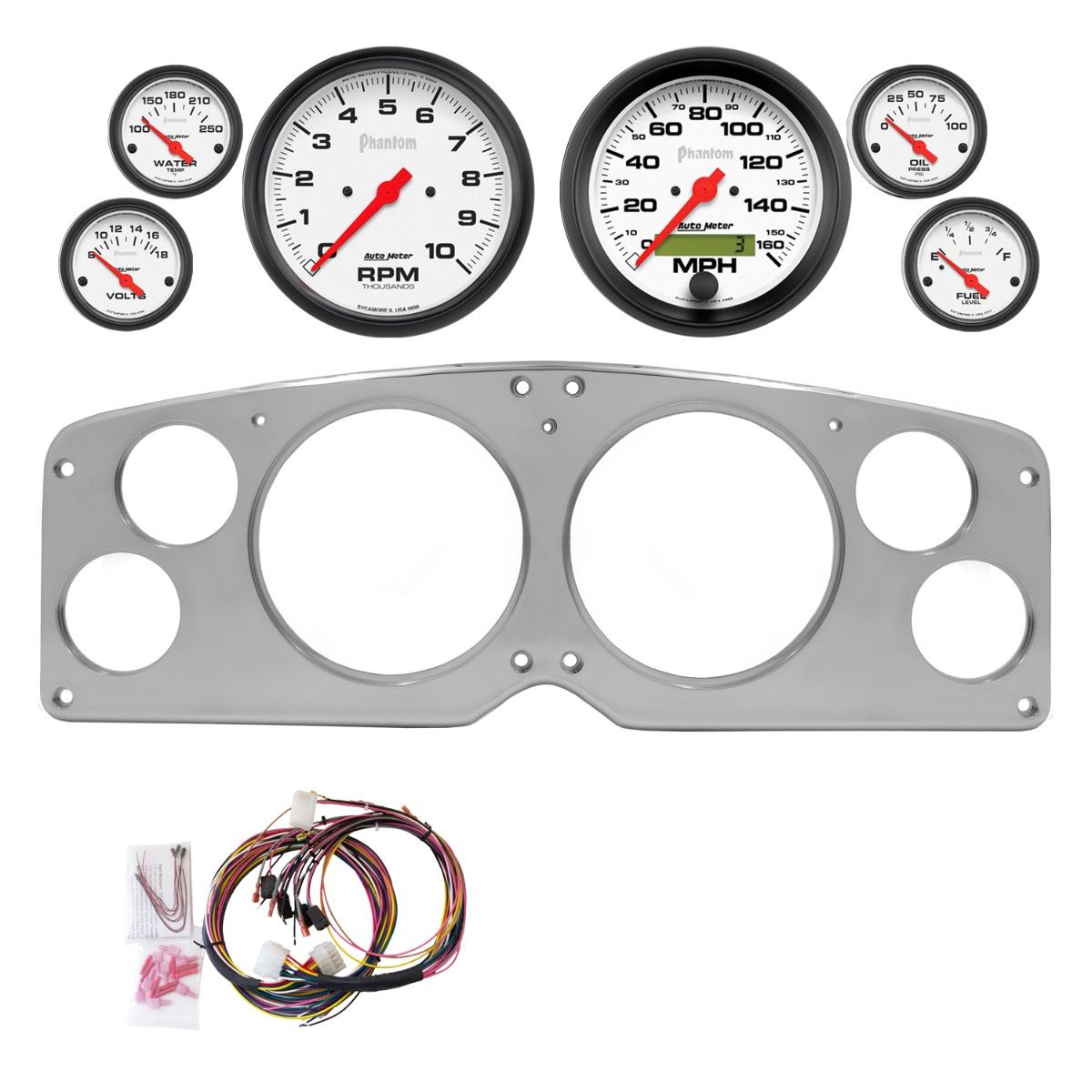 AutoMeter Phantom 54-55 GMC Truck Direct-Fit Billet Panel/Gauge Kit - 2941-09