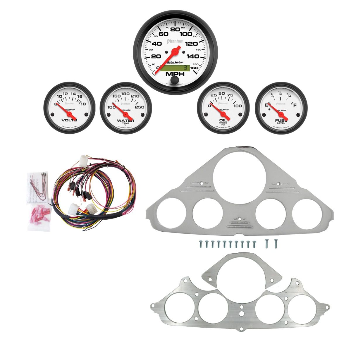 AutoMeter Phantom 55-59 Chevy Truck Billet Panel/Gauge Kit - 2943-09