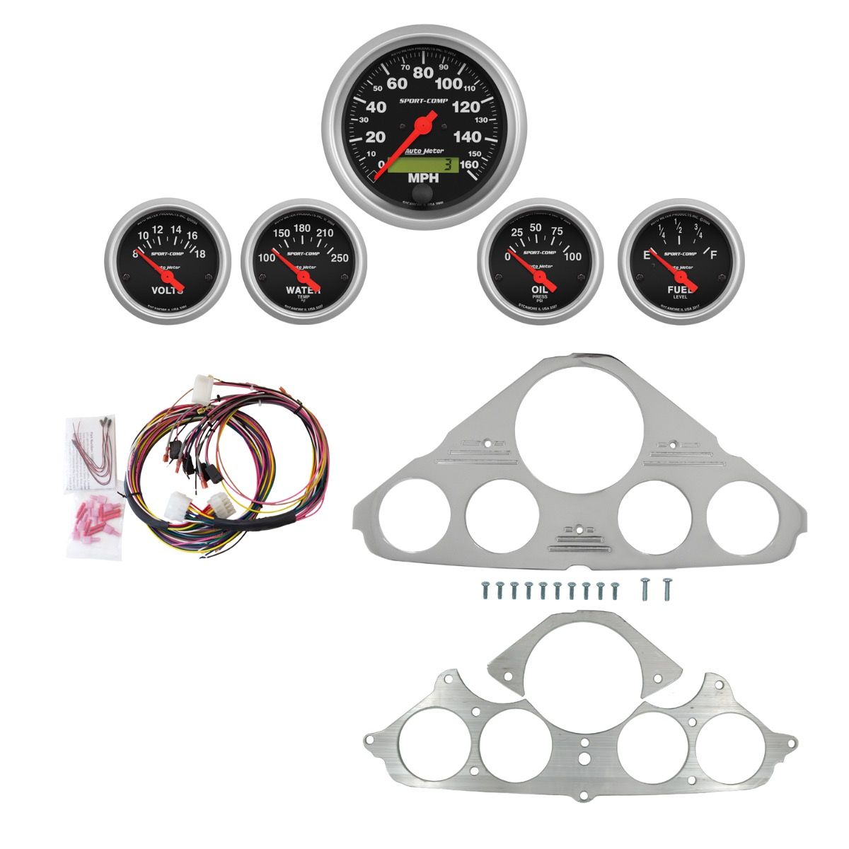 AutoMeter Sport-Comp 55-59 Chevy Truck Billet Panel/Gauge Kit - 2943-11