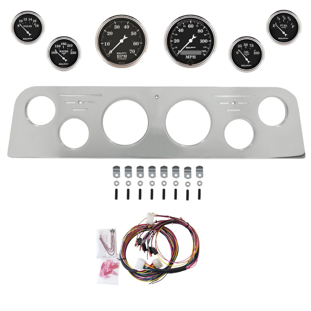 AutoMeter Old Tyme Black 62-66 GMC Truck Billet Panel/Gauge Kit - 2950-07