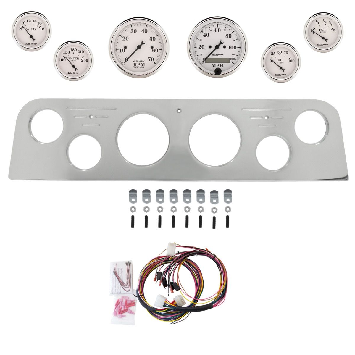 AutoMeter Old Tyme White 62-66 GMC Truck Billet Panel/Gauge Kit - 2950-08