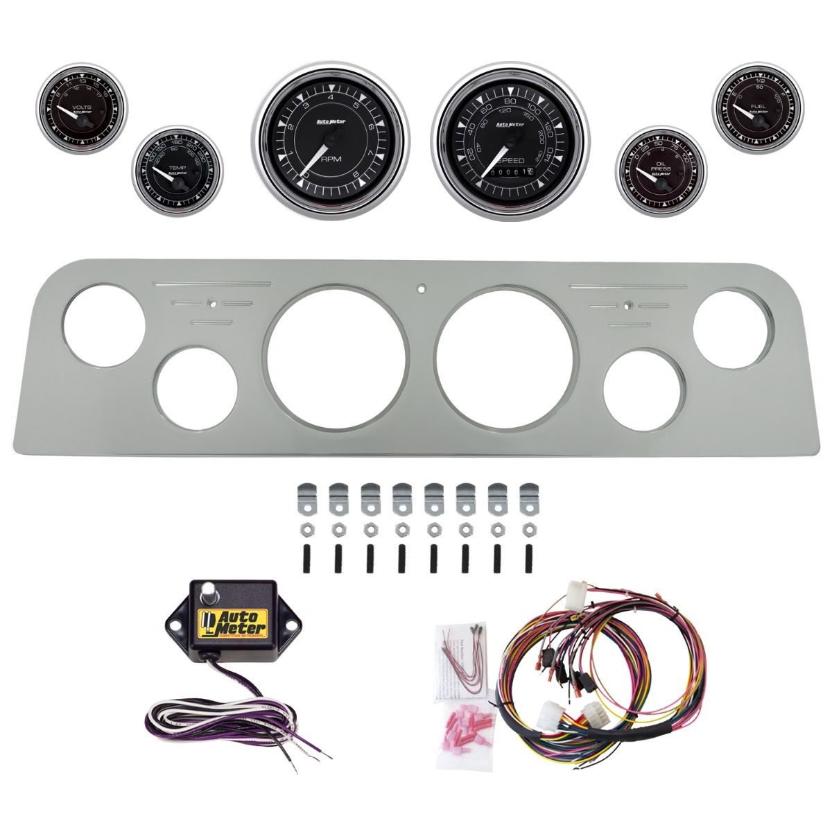 AutoMeter Chrono Chrome 62-66 GMC Truck Billet Panel/Gauge Kit - 2951-15