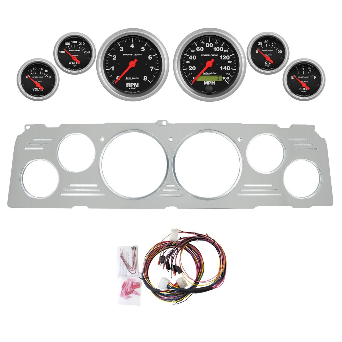 AutoMeter Sport-Comp 64-66 Chevy Truck Billet Panel/Gauge Kit - 2952-11