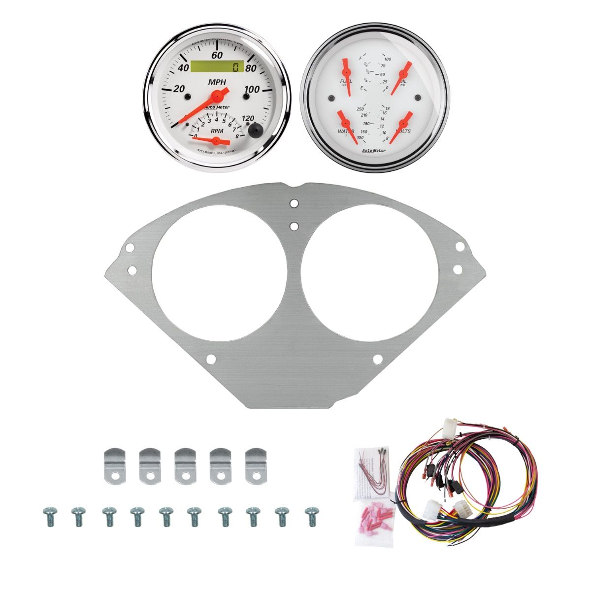 AutoMeter Arctic White 55-56 Chevy Car Direct-Fit Billet Panel/Gauge Kit - 2953-03