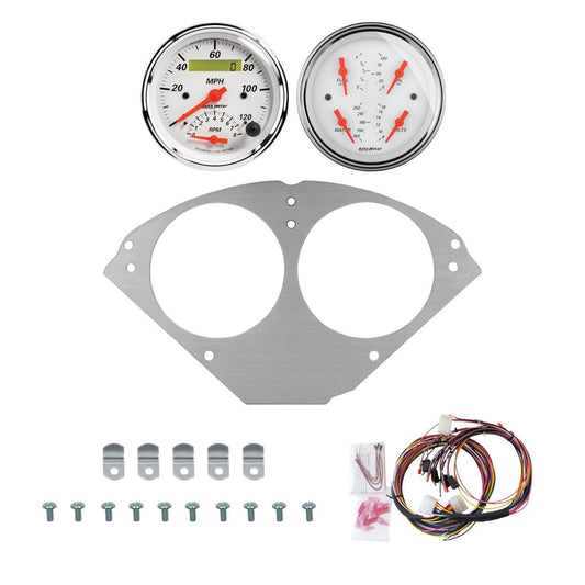 AutoMeter Arctic White 55-56 Chevy Car Direct-Fit Billet Panel/Gauge Kit - 2953-03