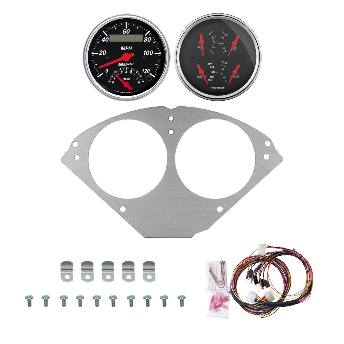 AutoMeter Designer Black 55-56 Chevy Car Direct-Fit Billet Panel/Gauge Kit - 2953-06