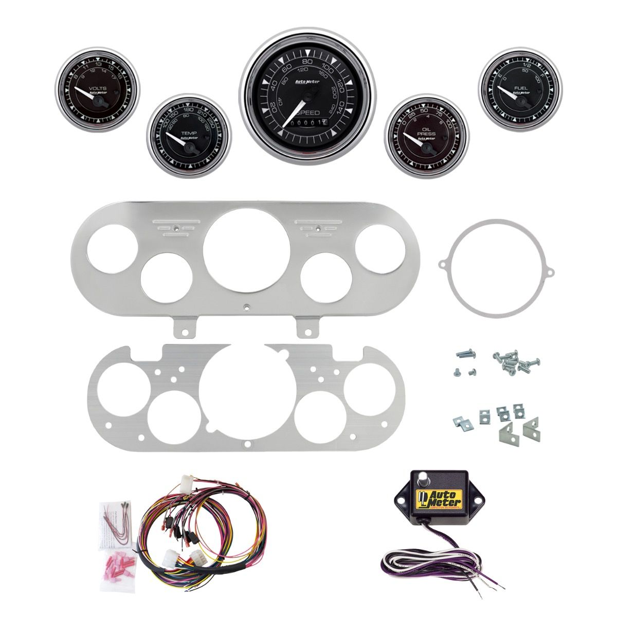 AutoMeter Chrono Chrome 62-65 Chevy NOVA Billet Panel/Gauge Kit - 2954-15