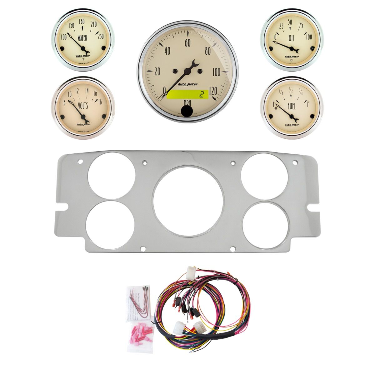 AutoMeter Antique Beige 57-60 Ford Truck Billet Panel/Gauge Kit - 2955-02