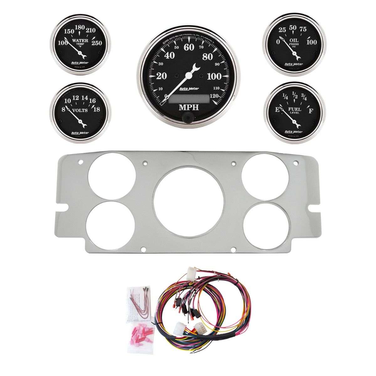 AutoMeter Old Tyme Black 57-60 Ford Truck Billet Panel/Gauge Kit - 2955-07