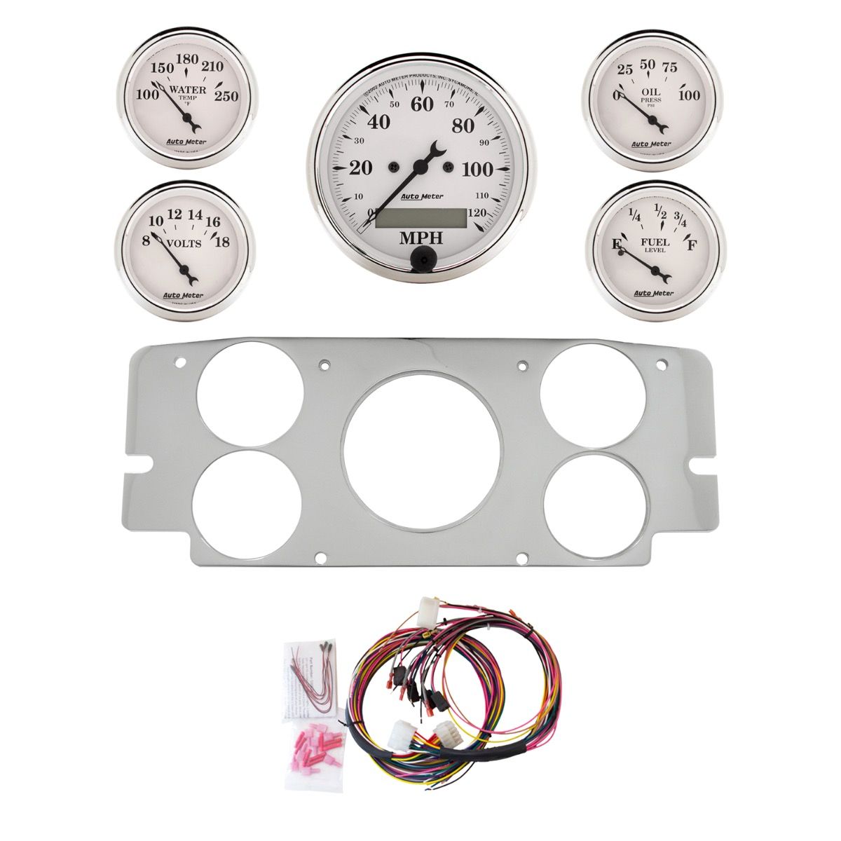 AutoMeter Old Tyme White 57-60 Ford Truck Billet Panel/Gauge Kit - 2955-08