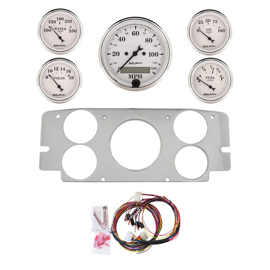 AutoMeter Old Tyme White 57-60 Ford Truck Billet Panel/Gauge Kit - 2955-08