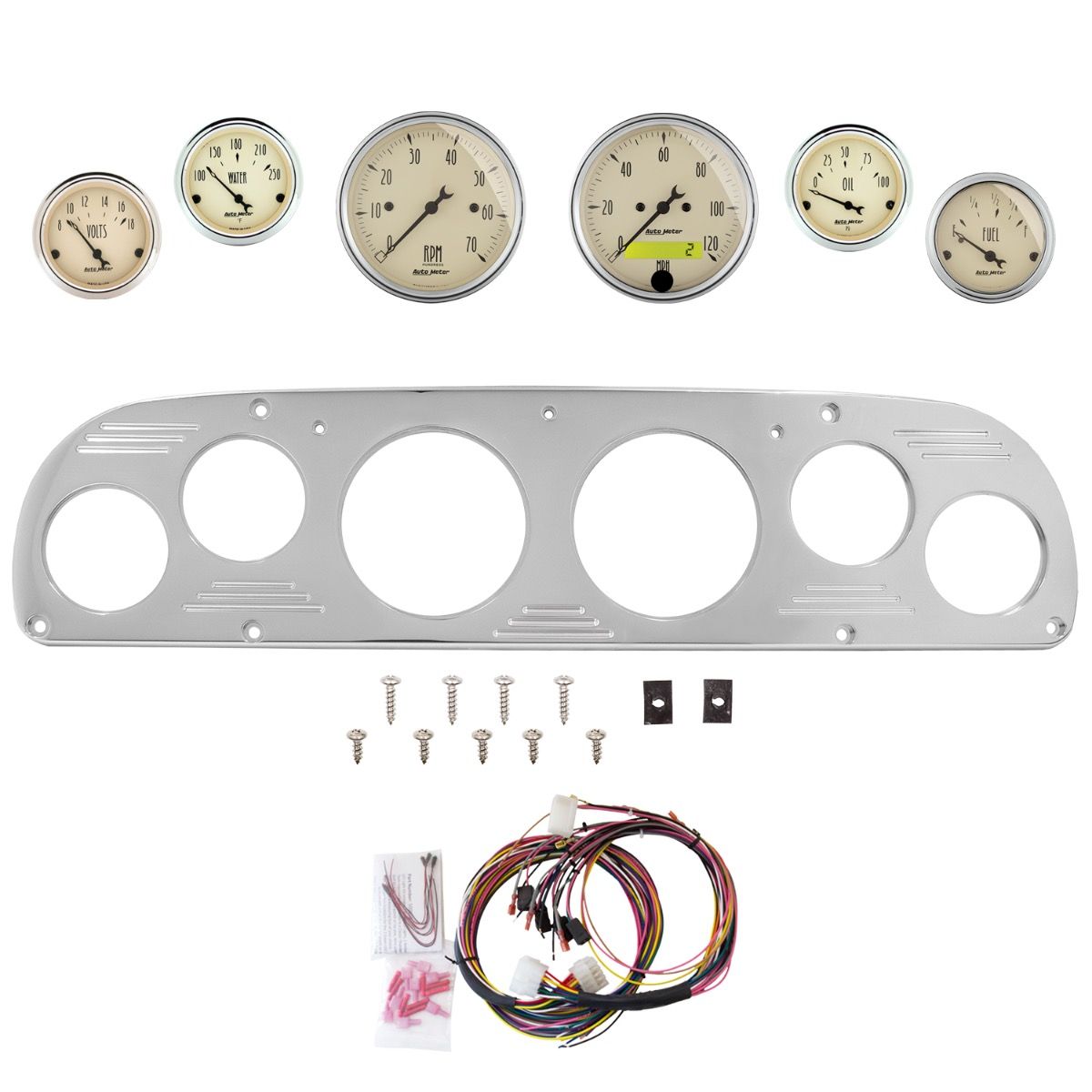 AutoMeter Antique Beige 57-60 Ford Truck Billet Panel/Gauge Kit - 2957-02