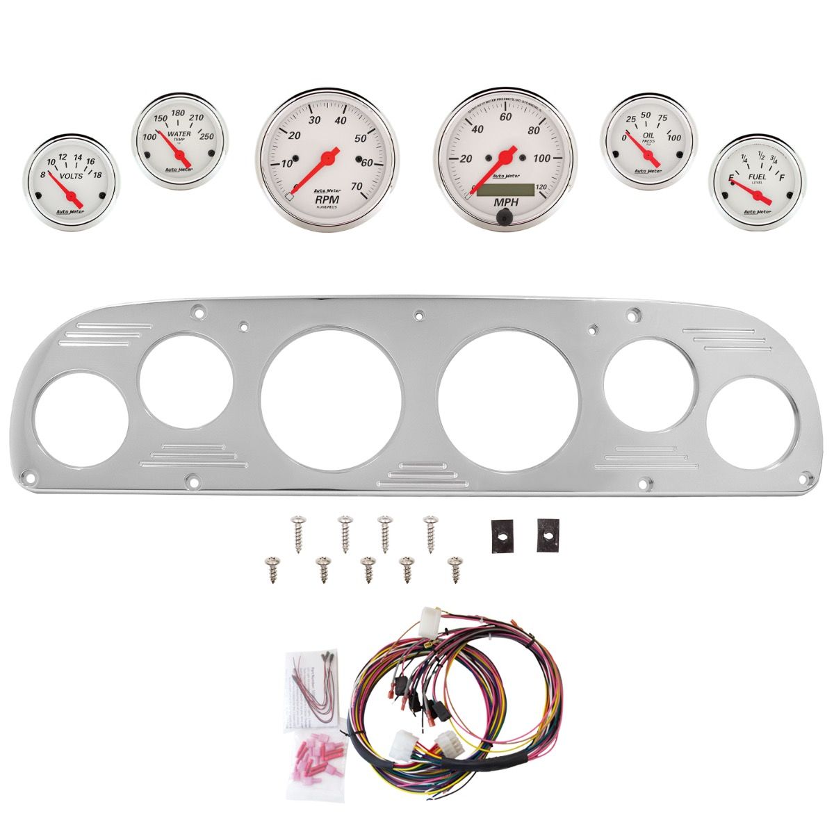 AutoMeter Arctic White 57-60 Ford Truck Billet Panel/Gauge Kit - 2957-03