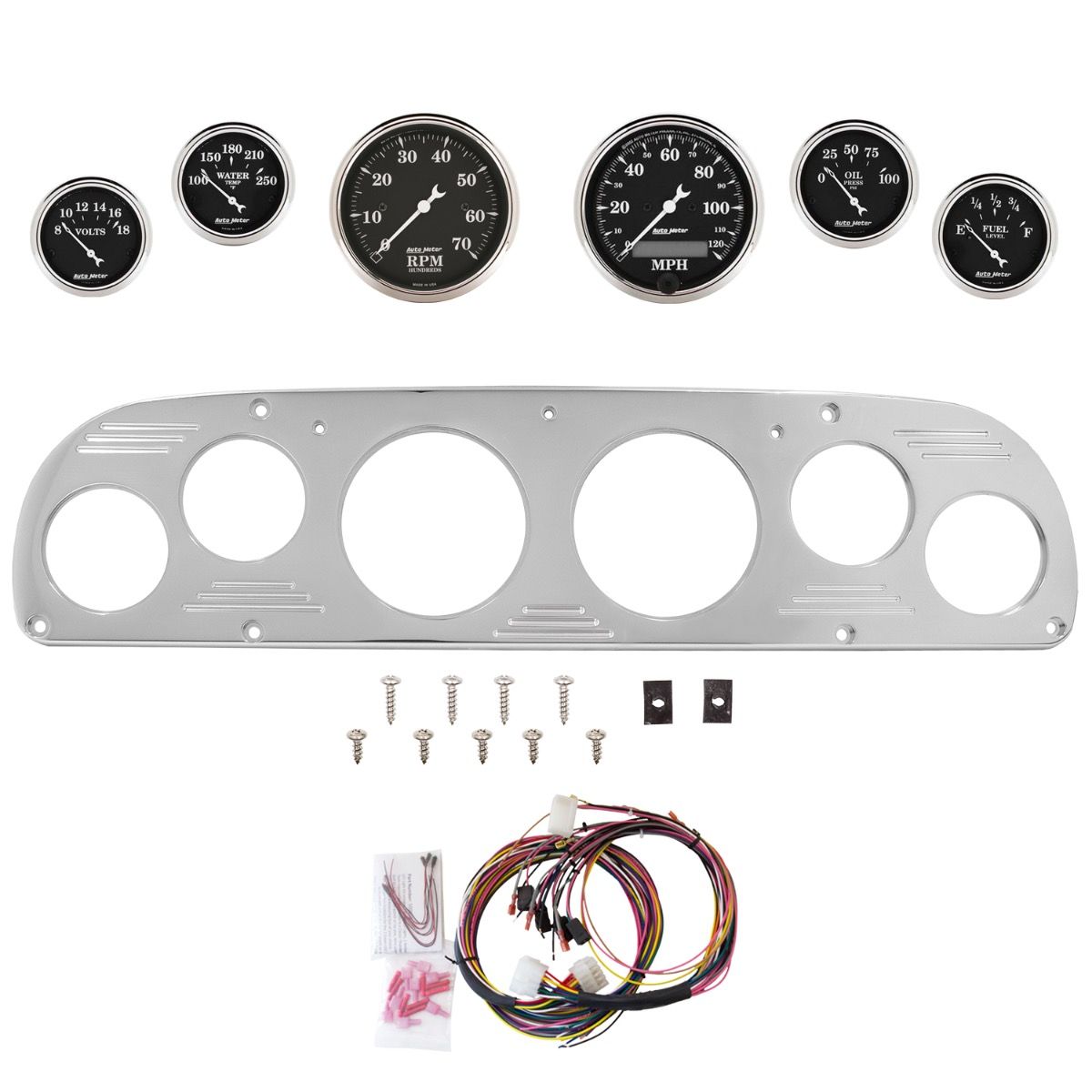 AutoMeter Old Tyme Black 57-60 Ford Truck Billet Panel/Gauge Kit - 2957-07