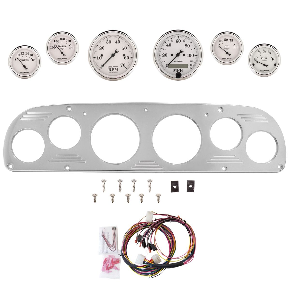 AutoMeter Old Tyme White 57-60 Ford Truck Billet Panel/Gauge Kit - 2957-08