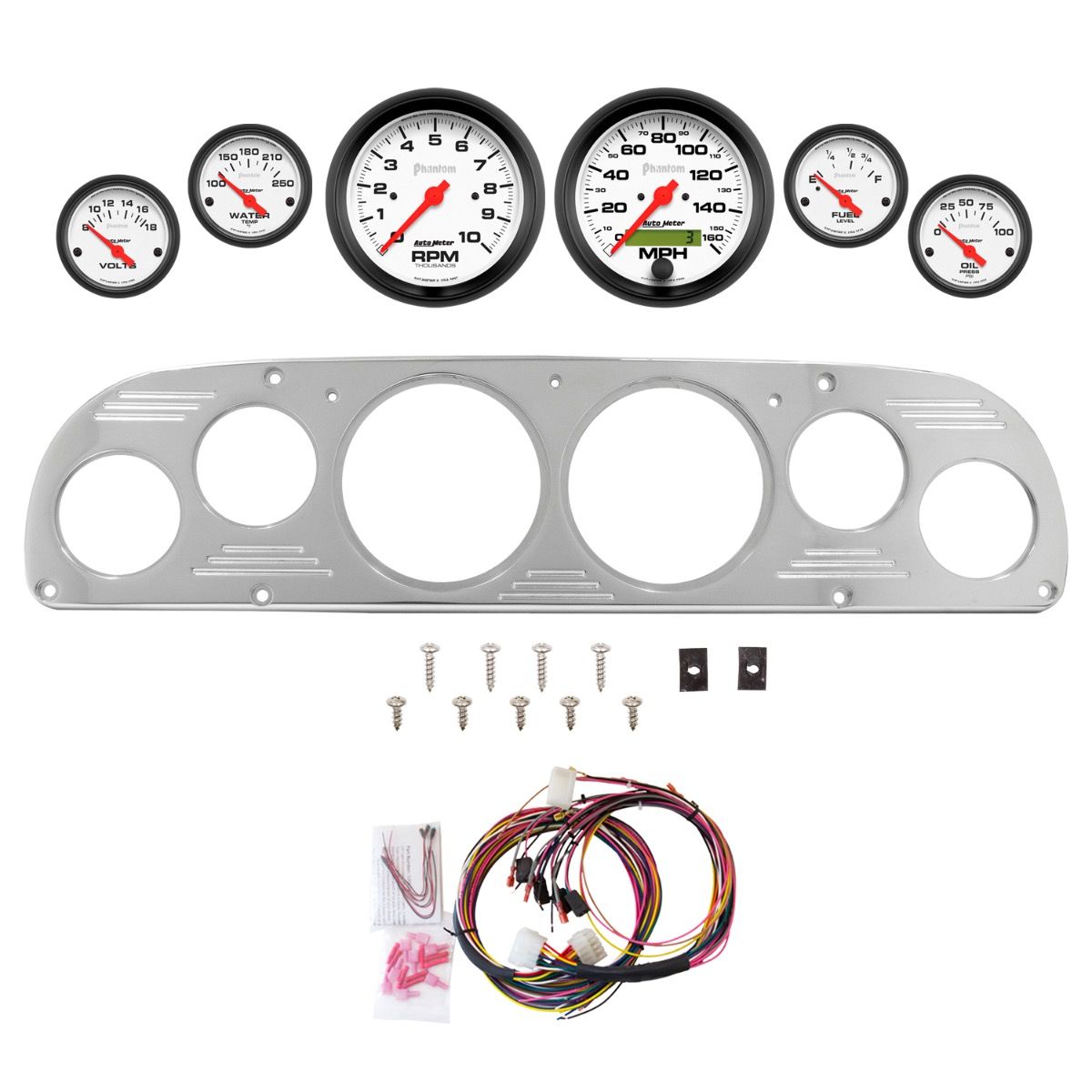 AutoMeter Phantom 57-60 Ford Truck Billet Panel/Gauge Kit - 2958-09
