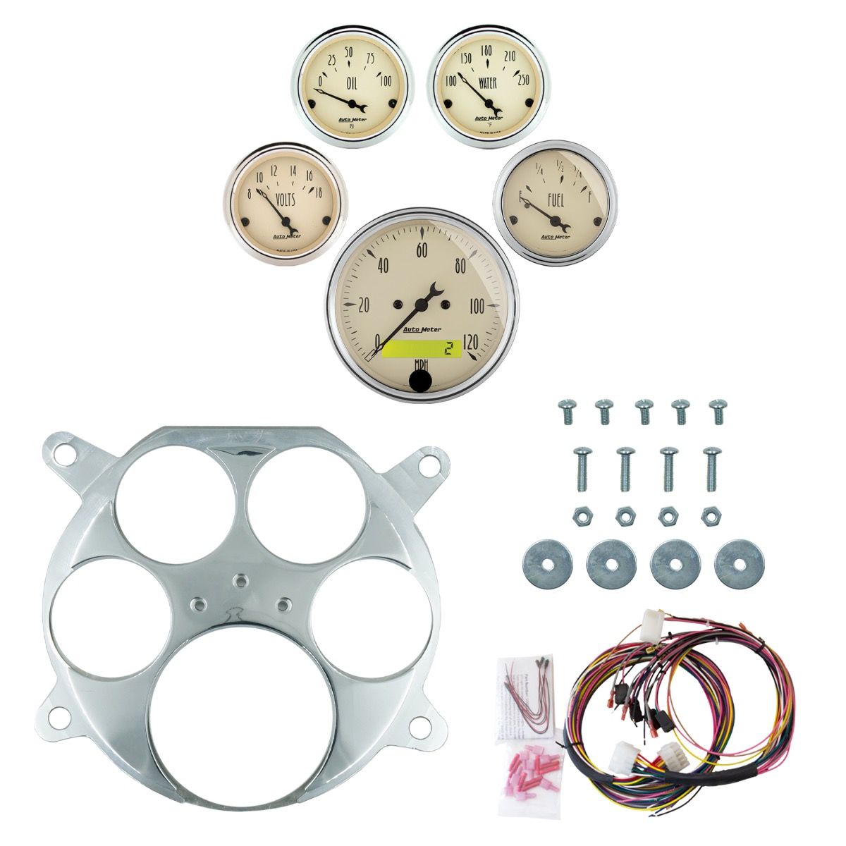 AutoMeter Antique Beige 61-66 Ford Truck Billet Panel/Gauge Kit - 2959-02