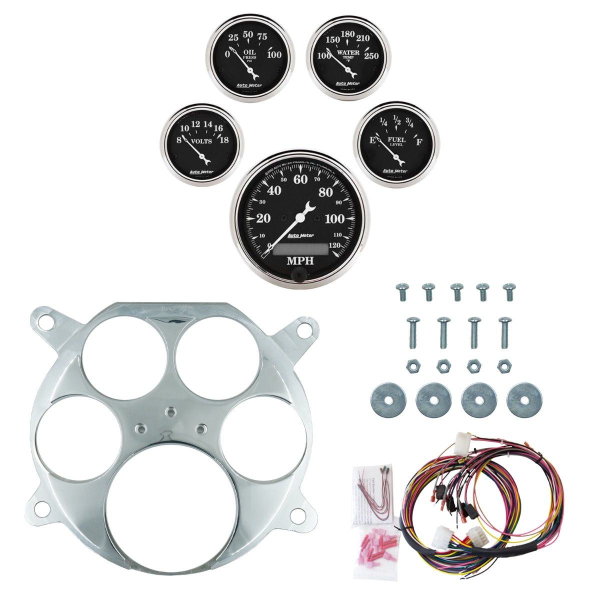 AutoMeter Old Tyme Black 61-66 Ford Truck Billet Panel/Gauge Kit - 2959-07