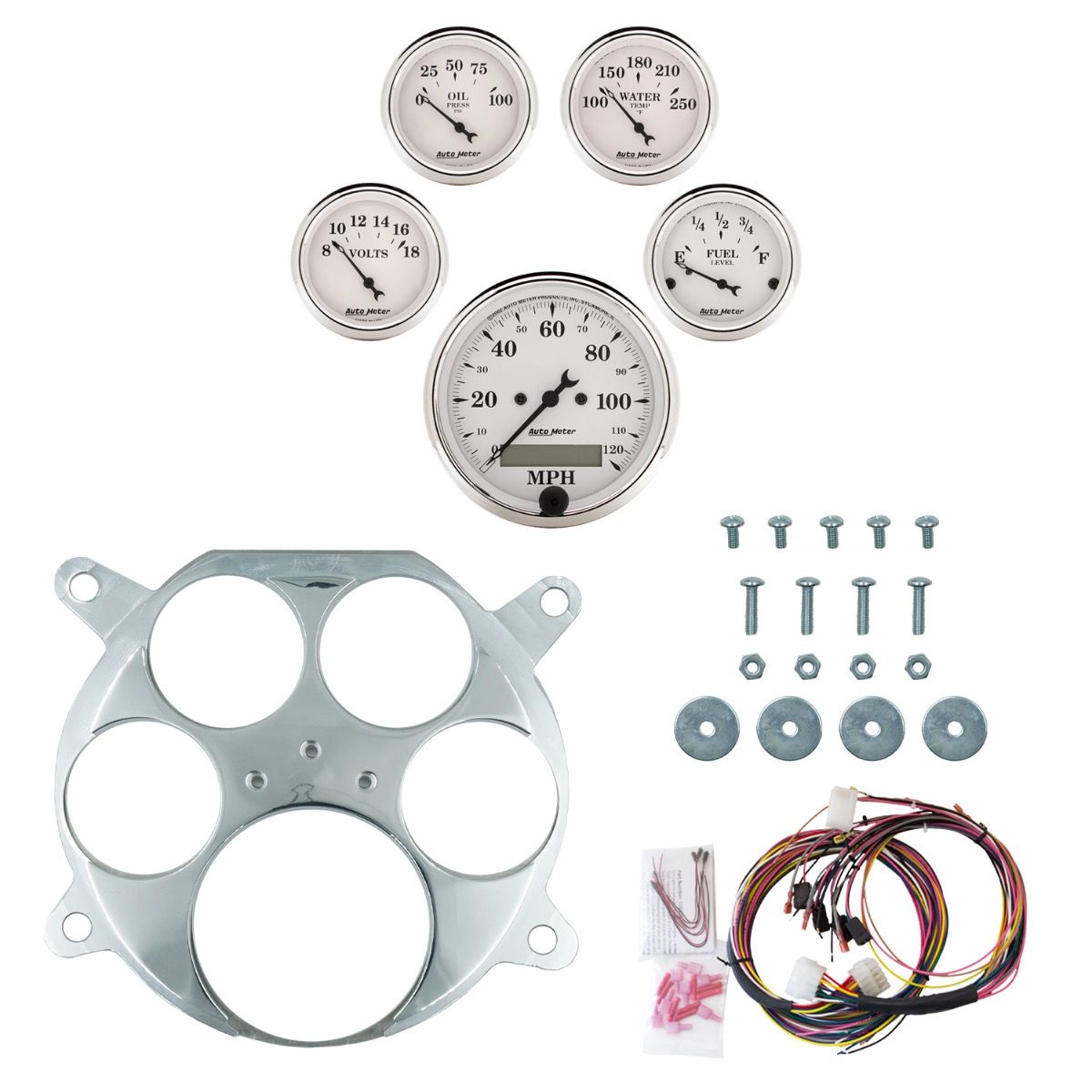 AutoMeter Old Tyme White 61-66 Ford Truck Billet Panel/Gauge Kit - 2959-08