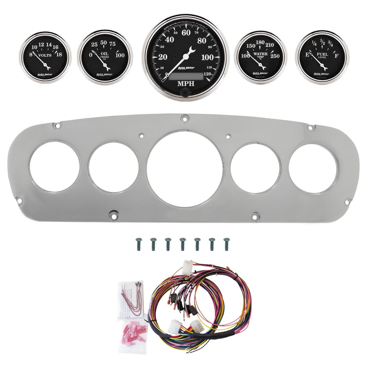 AutoMeter Old Tyme Black 65-66 Ford Truck Billet Panel/Gauge Kit - 2960-07