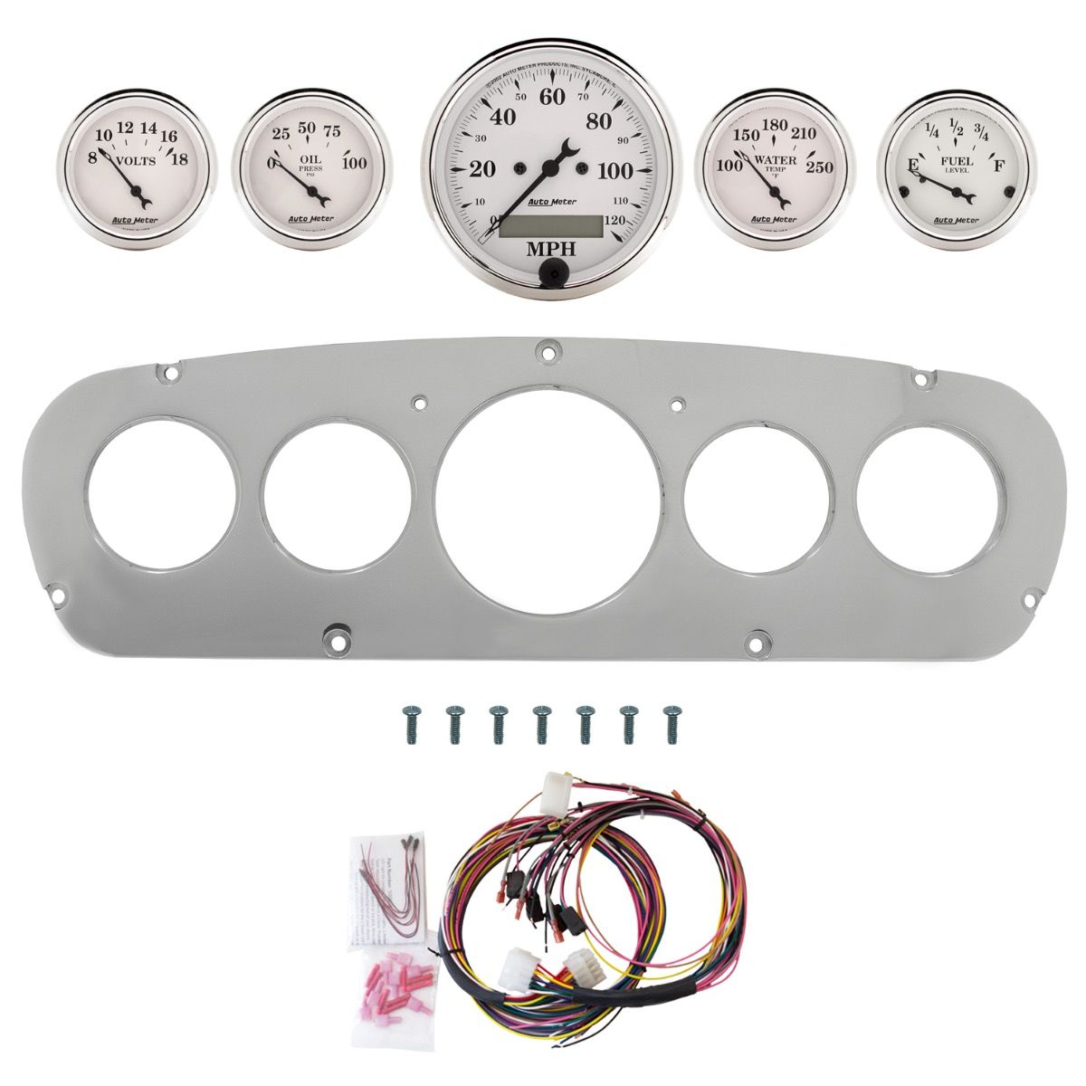 AutoMeter Old Tyme White 65-66 Ford Truck Billet Panel/Gauge Kit - 2960-08