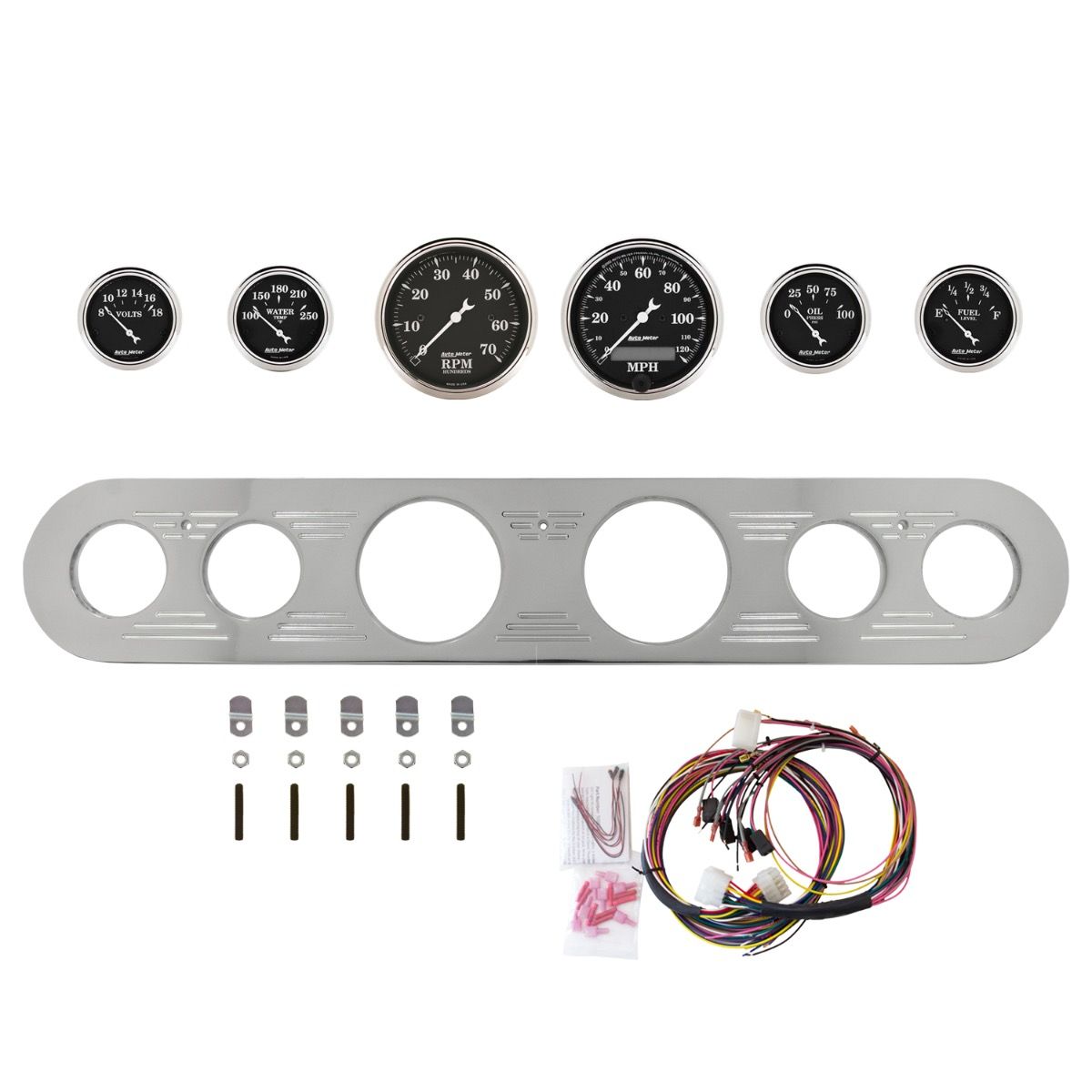 AutoMeter Old Tyme Black 67-72 Ford Truck Billet Panel/Gauge Kit - 2961-07