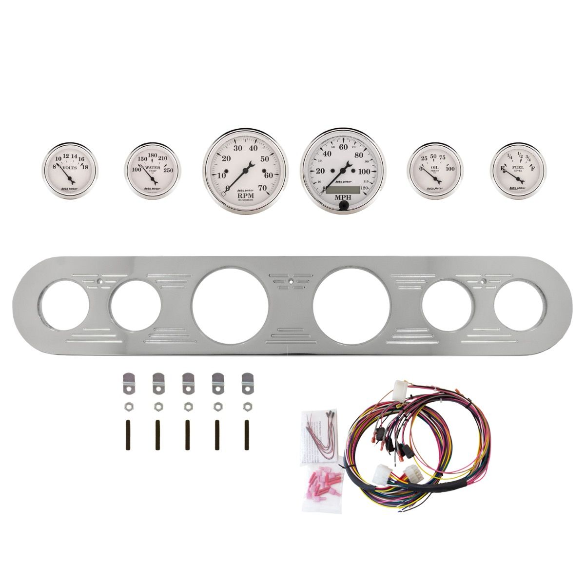 AutoMeter Old Tyme White 67-72 Ford Truck Billet Panel/Gauge Kit - 2961-08