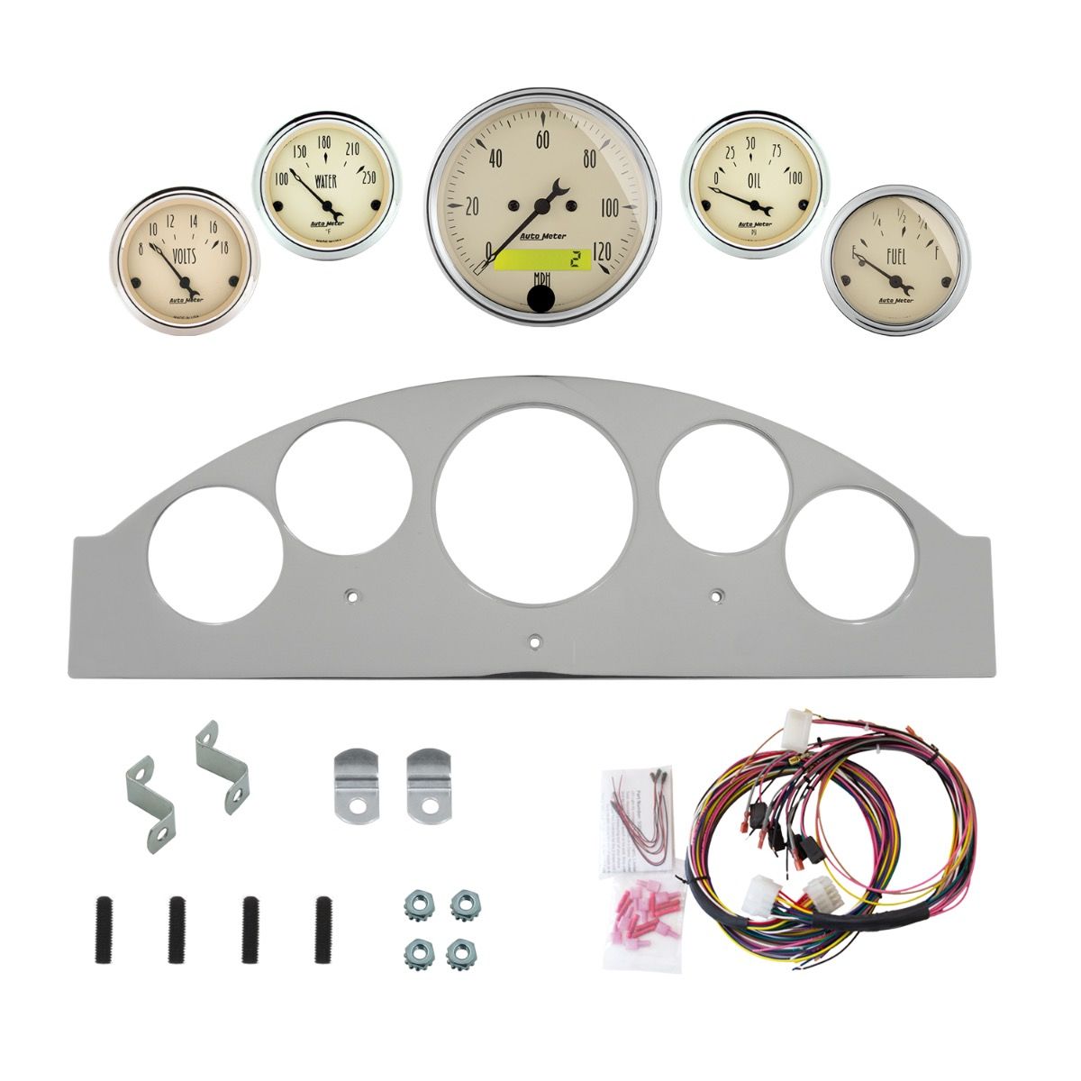 AutoMeter Antique Beige 1957 Ford Fairlane Billet Panel/Gauge Kit - 2963-02