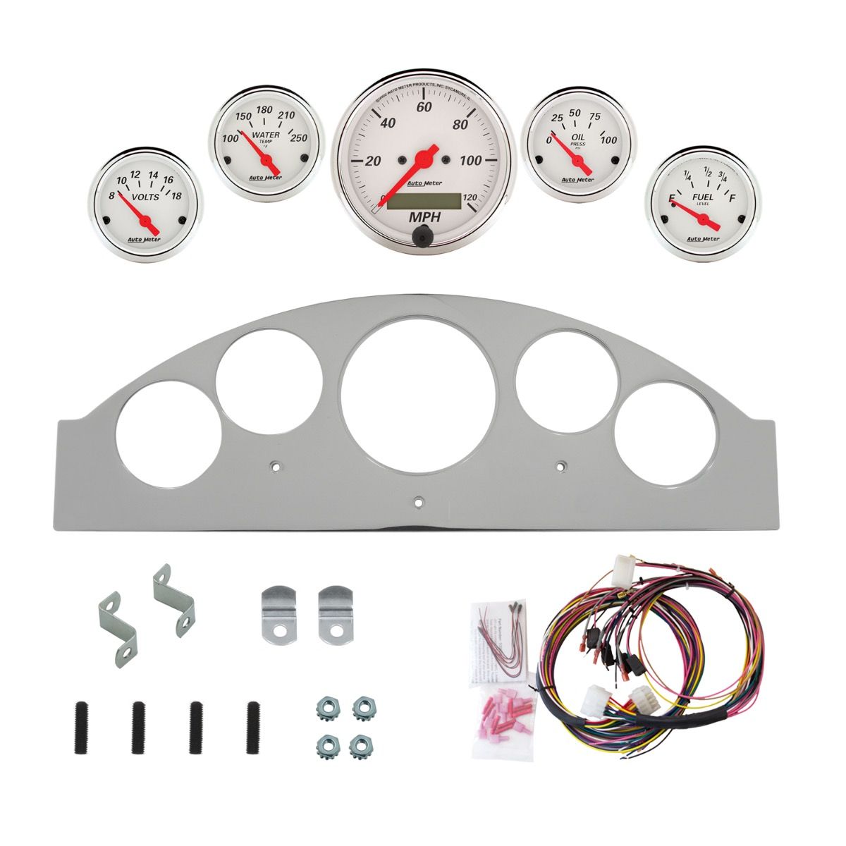 AutoMeter Arctic White 1957 Ford Fairlane Billet Panel/Gauge Kit - 2963-03