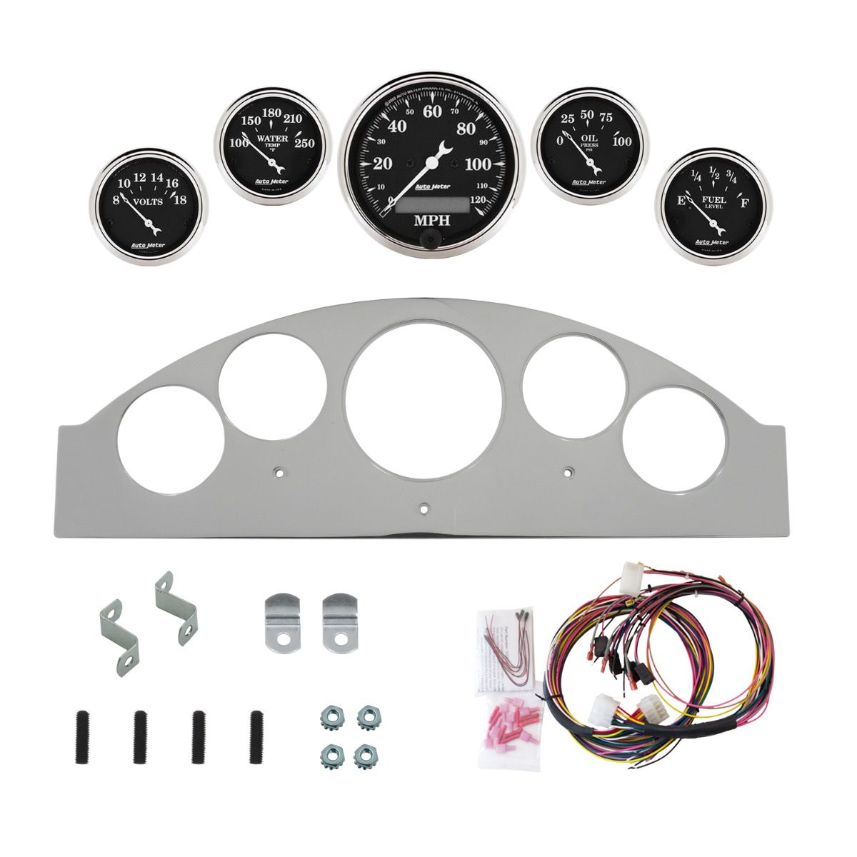 AutoMeter Old Tyme Black 1957 Ford Fairlane Billet Panel/Gauge Kit - 2963-07