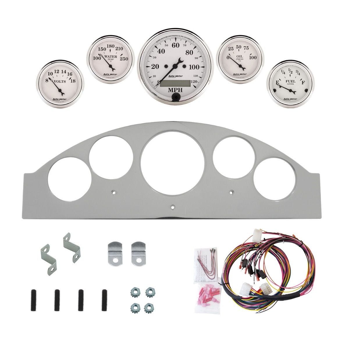 AutoMeter Old Tyme White 1957 Ford Fairlane Billet Panel/Gauge Kit - 2963-08