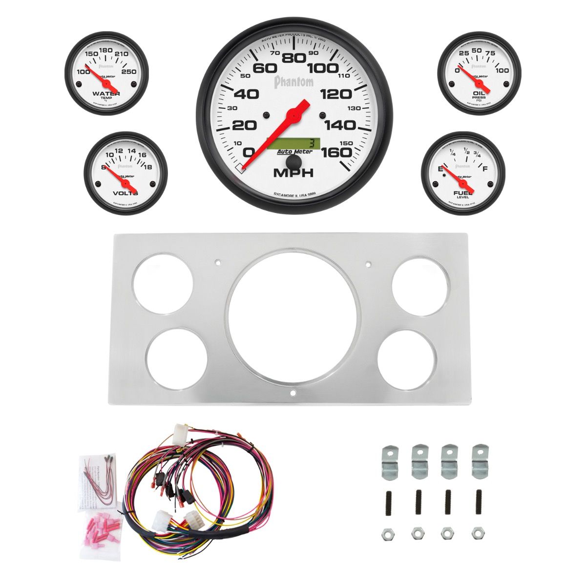 AutoMeter Phantom 73-79 Ford Truck Direct-Fit Billet Panel/Gauge Kit - 2965-09