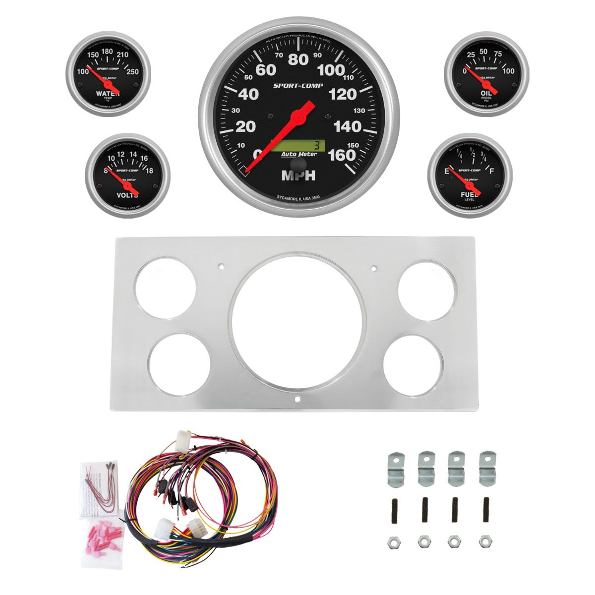 AutoMeter Sport-Comp 73-79 Ford Truck Direct-Fit Billet Panel/Gauge Kit - 2965-11