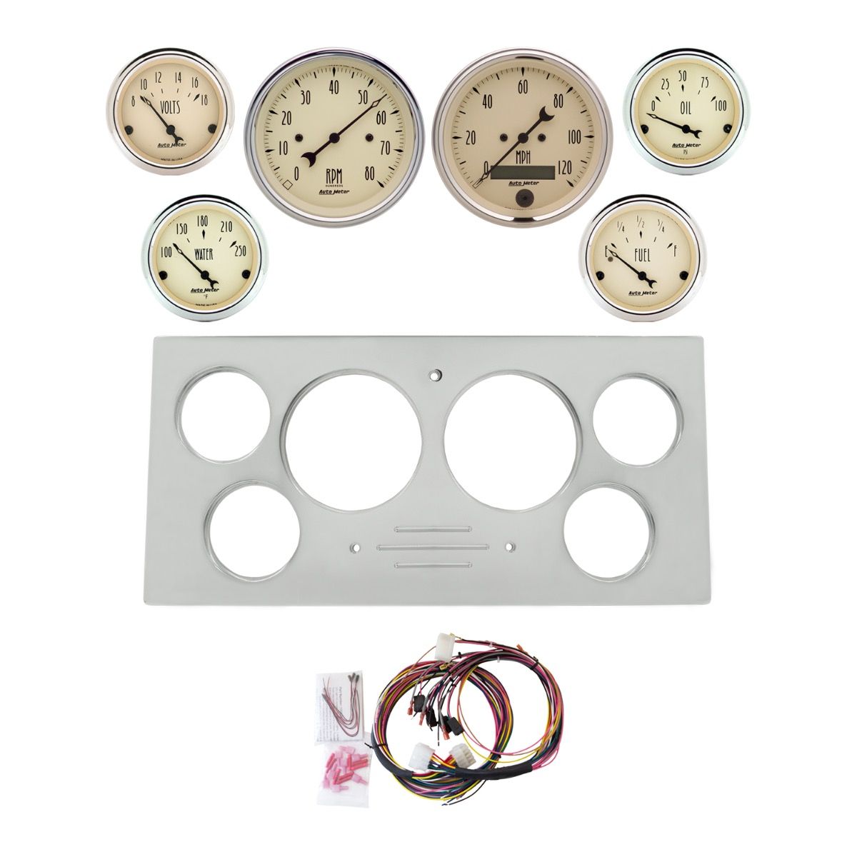 AutoMeter Antique Beige 73-79 Ford Truck Billet Panel/Gauge Kit SR - 2966-02