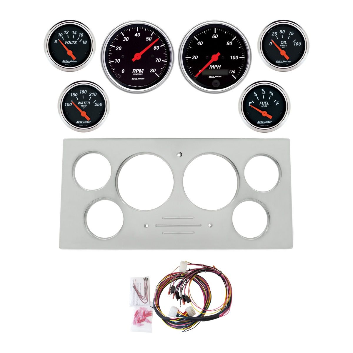 AutoMeter Designer Black 73-79 Ford Truck Billet Panel/Gauge Kit SR - 2966-06