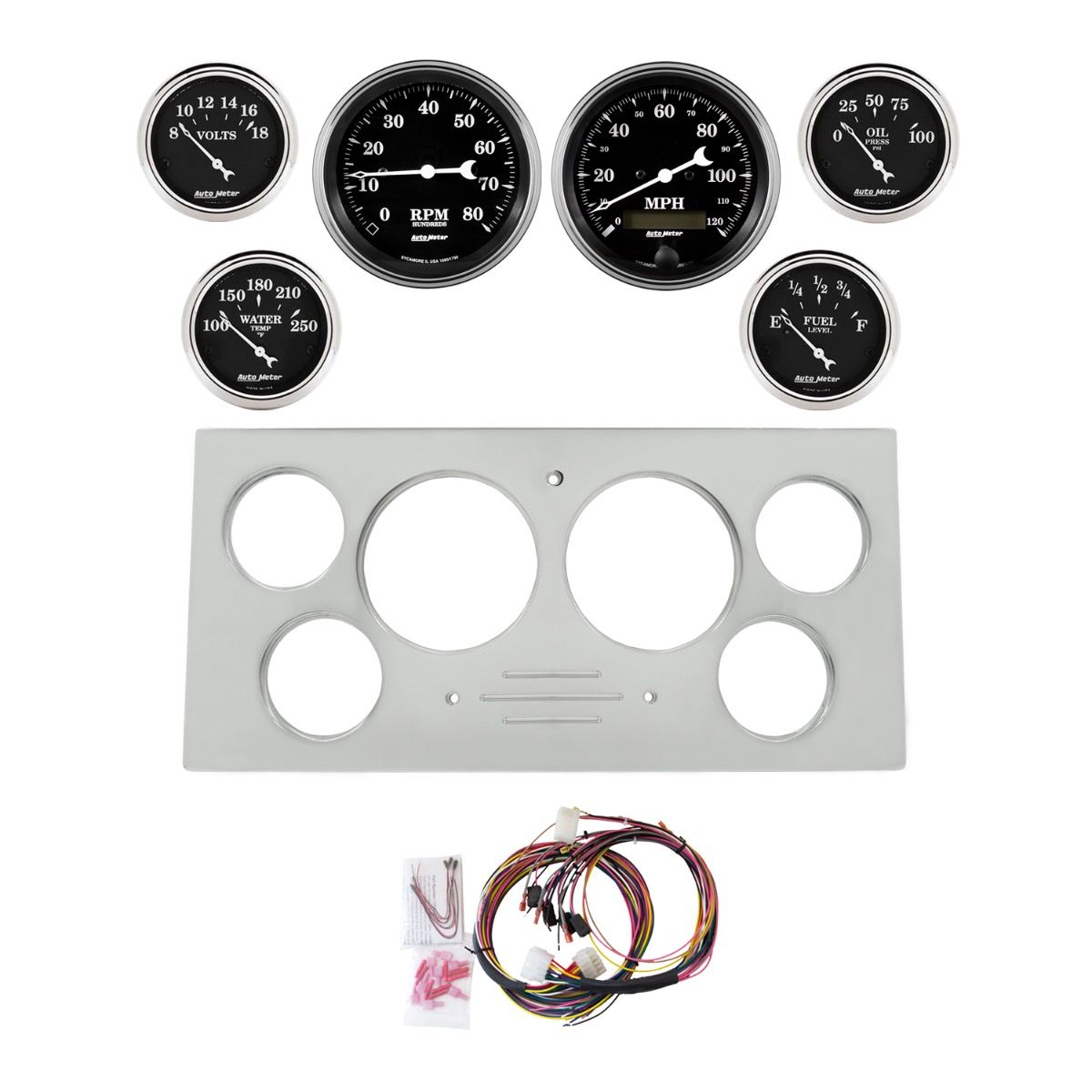 AutoMeter Old Tyme Black 73-79 Ford Truck Billet Panel/Gauge Kit SR - 2966-07